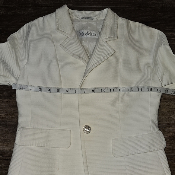 Max Mara Ribbed White Blazer Pearl Button Closure Sz 4 Business Casual,Classic - Picture 8 of 12